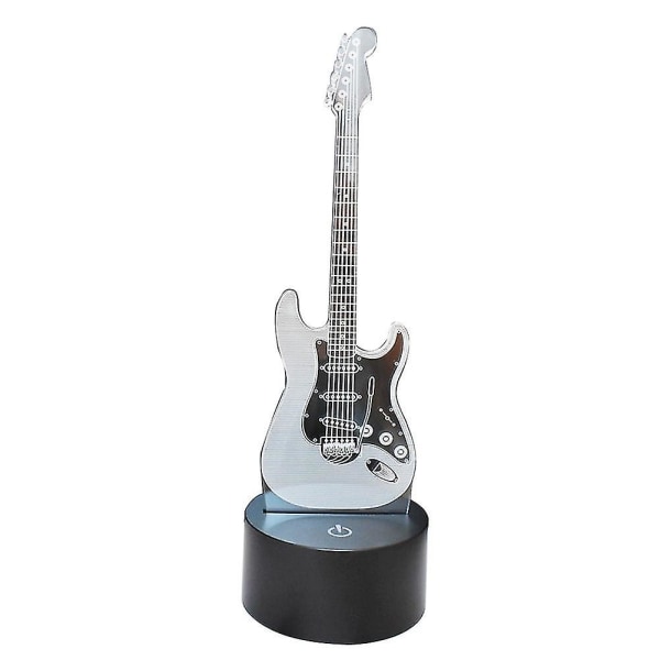 Gitarformet 3D akryl elektrisk LED nattlys 7 farger endring skrivebordslampe