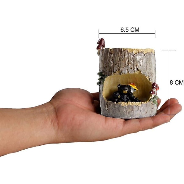 Saftig Plantepotte, Blomsterkrukker, Bonsai-krukker med søde dyr til kontor, altan og have, sort, sort bjørn (hy)