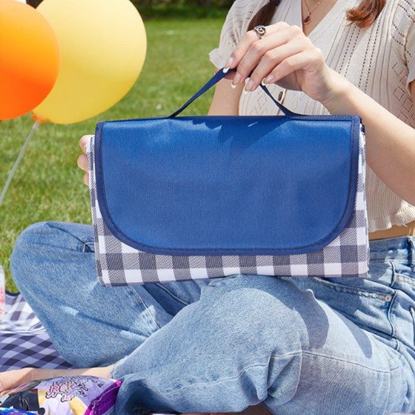 Vandtæt sammenklappelig tæppe ternet picnictæppe, egnet