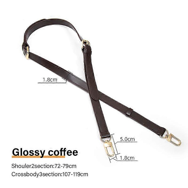 Nahkalaukun hihna Lv Speedy -olkalaukkuihin 100 % pitkään vaihto-olkaimeen Säädettävät Crossbody-vyöt Laukun tarvikkeet Glossy coffee 1.8cm