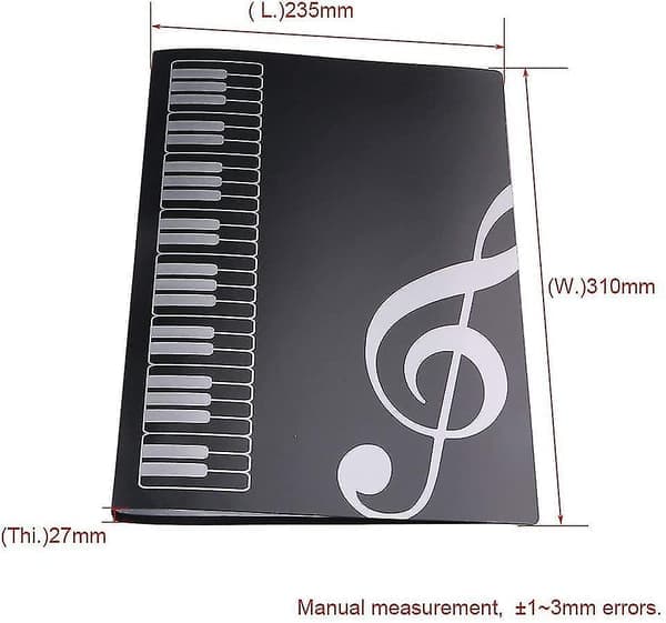 Musikkmappe A4-størrelse Notemappe Papirdokument Musikk-tema 40 Lommer Oppbevaringsmappe