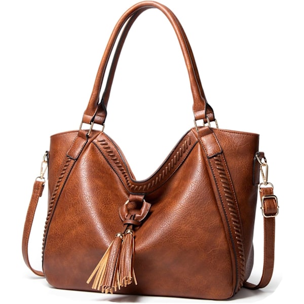 Dametasker, Frynset Shopper Taske Mode Crossbody Taske i PU Læder Håndtaske til Arbejde, Daglig Brug og Fester Brown
