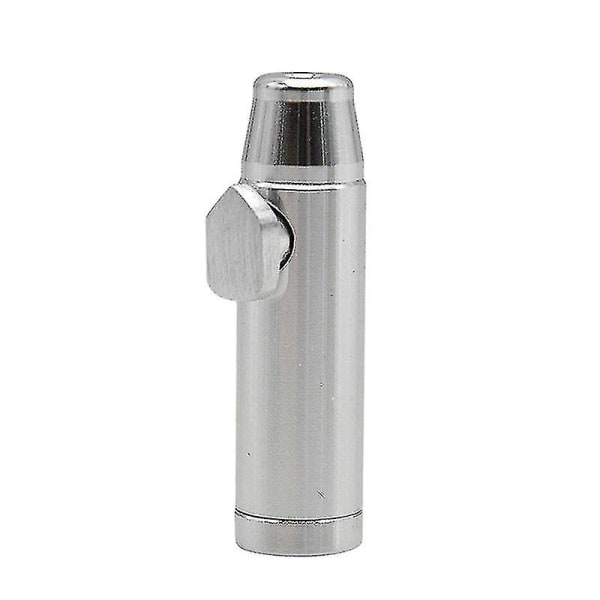 Metallinen Flat Bullet Rocket Sniffer Snorter Sniffer -annostelija Silver