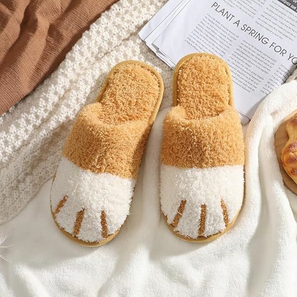 Söpöt eläinslipperit naisille, talviset lämpimät muistitalviset tossut, kengät tytöille, luovat lahjat naisille tytöille tyttöystävälle (5/6 UK) Yellow