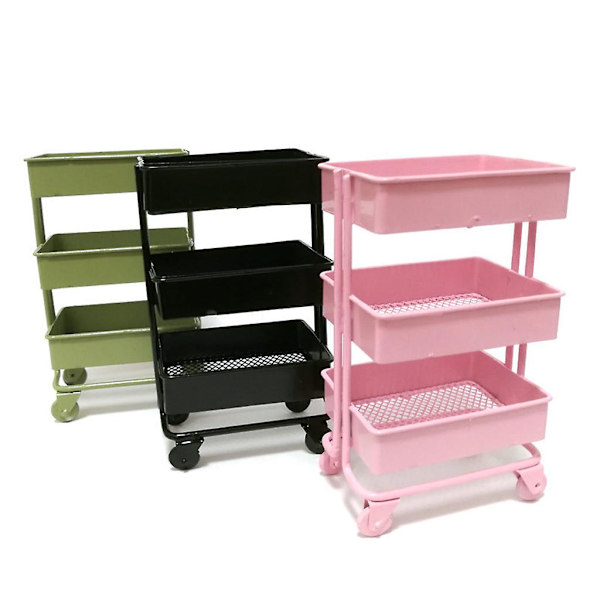 Dockhusmöbler Tillbehör Rullande Verktygsvagn Rack Mini Scenmodell Pink