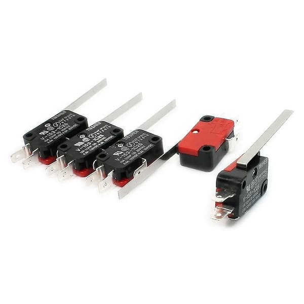 5 st Micro Switch Gränslägesbrytare Micro Switch Lång Rak gångjärnsspaks Micro Switch På/Av Micro Switch 1no 1nc