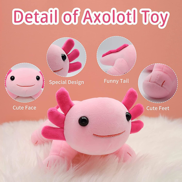 Axolotl plysdyr 10,5'' blød sød axolotl plysdyr, Kawaii axolotl plysdyr pude dukke, lyserød axolotl plysdyr sød axolotl plysdyr pude F pink