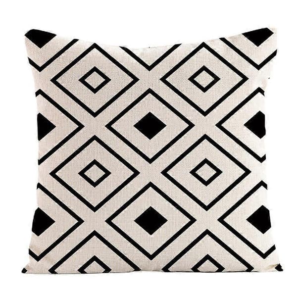Sæt med 4 sorte geometriske dekorative pudebetræk 40x40cm Ideel til terrasse, have, bænk, sofapynt, sengetøj
