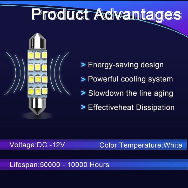 Interiörlampor för bilar, LED-lampor för bilar, LED-lampor för interiörbyte med 24 set för interiörkartdome