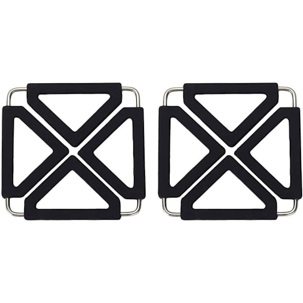 Underlägg för heta kastruller, expanderbar silikonunderlägg värmebeständiga kökstillbehör (2-pack) Black