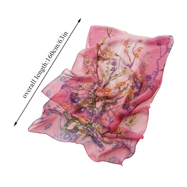 Kvinners lange skjerf, mykt silkesjal, damessjal, chiffon-sjal, tynt, pustende sjal Rose