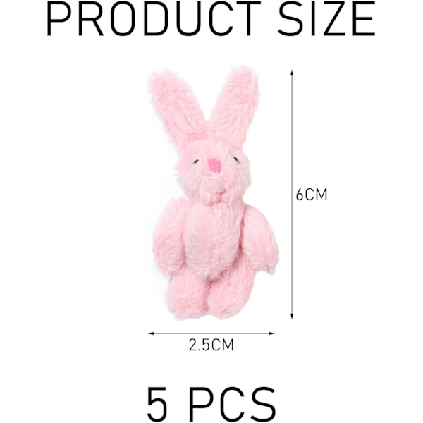 5-pack plyschkanin mini plyschleksak docka hårtillbehör plyschtillbehör DIY smyckeshänge ledad dekorativ kanin