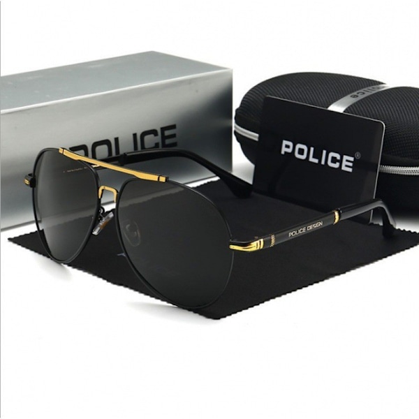 Nya UV-skydd polariserade solglasögon, herr solglasögon körglasögon, pilotglasögon, omfattande förpackningsskydd BLACK/GOLDEN