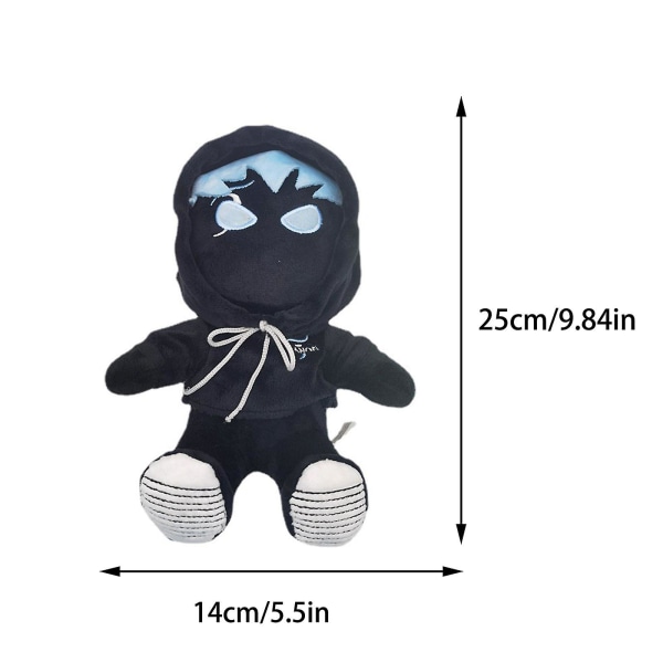 25cm Tanqr plys bamse, sort ansigt, tegneseriefigur, legetøj Tanqr animation, egnet til børn og spilentusiaster