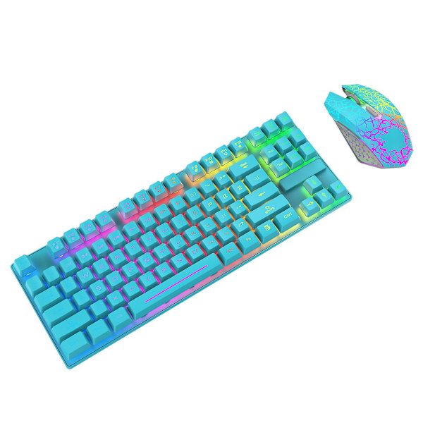 1 Set T87 Trådlöst tangentbord Snabbt svar Lång standbytid Vattentätt Laptop Gaming Desk Mus Kompatibel Notebook La Blue