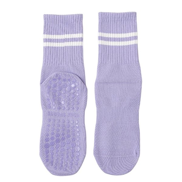 Pilates sokker Yoga sokker Grip sokker Sklisikre Yoga sokker Skid sokker med grep One Size Light Purple