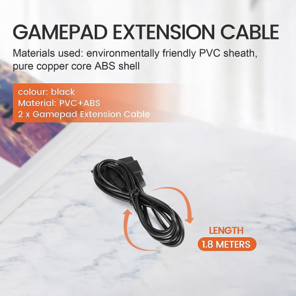 (2 stk) 1,8 m / 6 fot Gamepad-forlengelseskabel for Gamepad Joystick-forlengelseskabel Hy
