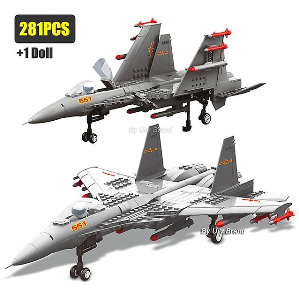 Sotilasarmeijan lentokone suihkukone Warcraft J-15 Eagle Fighter Morden Warplane Sets Lentokoneen mallit Rakennuspalikat Lelut pojille - Palikat - 281PCS Without Box