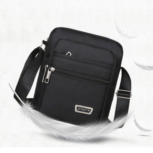 Crossbody-tasker til mænd, skuldertaske black 4 zippers-4 zippers