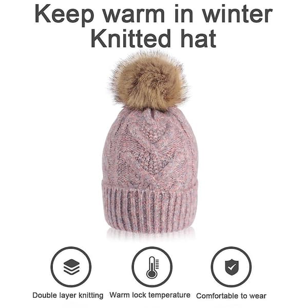 Mössa för kvinnor män vintermössa damer Cuffed Beanies Cap varm mössor röd Lilac