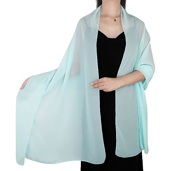 Gennemsigtige bløde chiffon tørklæder og omslag til kvinder af Ladies, lette brudekjoler til aftenfest, tørklæde til brud (lyseblå)