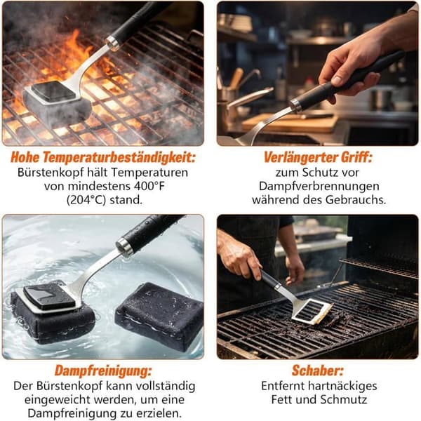 Børstefri grillrensebørste - Ideel til dampgrillning