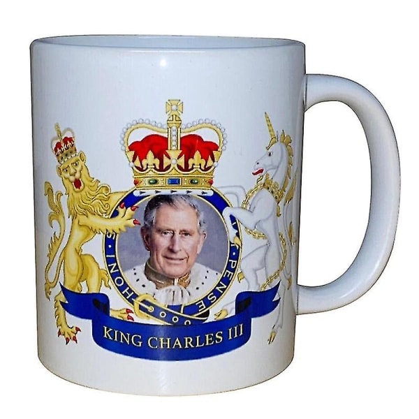 350 ml King Charles III mønstret keramisk kaffekrus tekopp fejrer Storbritannien konge 2024 Charles III kroningskrus