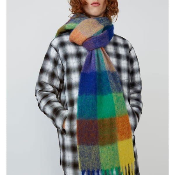 Höst- och vinterfärgad plädscarf, damer förtjockad scarf, sc