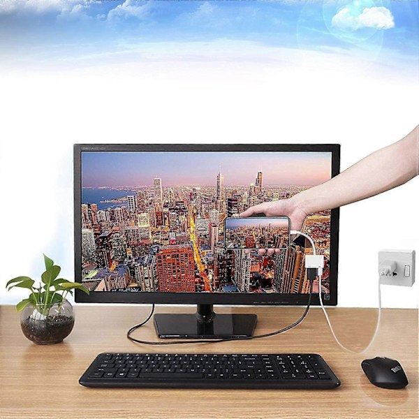 Applen Lightning–HDMI-sovitin, digitaalinen AV-äänidongle, 1080P-synkronointikaapeli iPhonelle, iPadille, iPodille televisioon/projektoriin/näyttöön, MFi-sertifioitu video