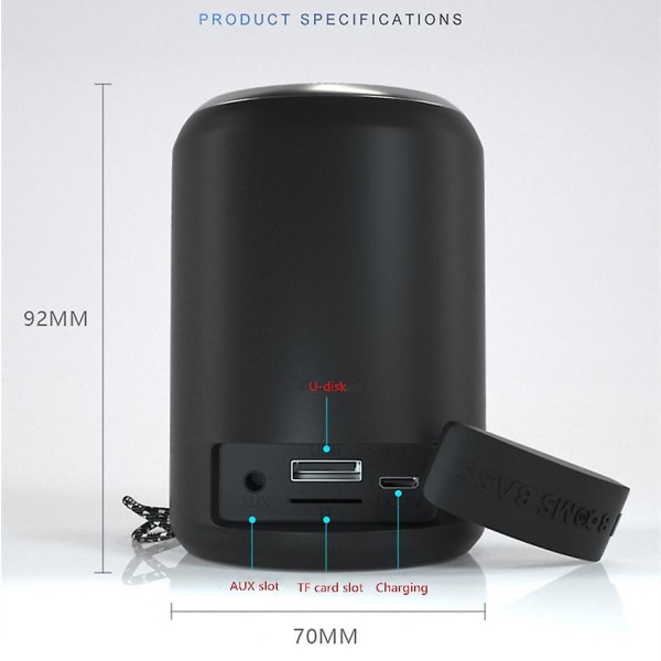 Mini bærbar Booms Bass Bluetooth-højttaler Udendørs trådløs stereohøjttaler Mp3-afspiller Green