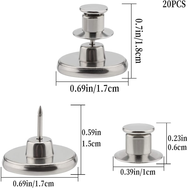 (1)20 sarjaa 17mm korvaavat tekonapit farkuille saumattomat irrotettavat