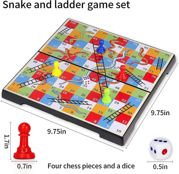 Magnetiskt Ormar och Stegar Spelset med Förvaringslåda, Vikbar Design och Lätt Vikt, Present för