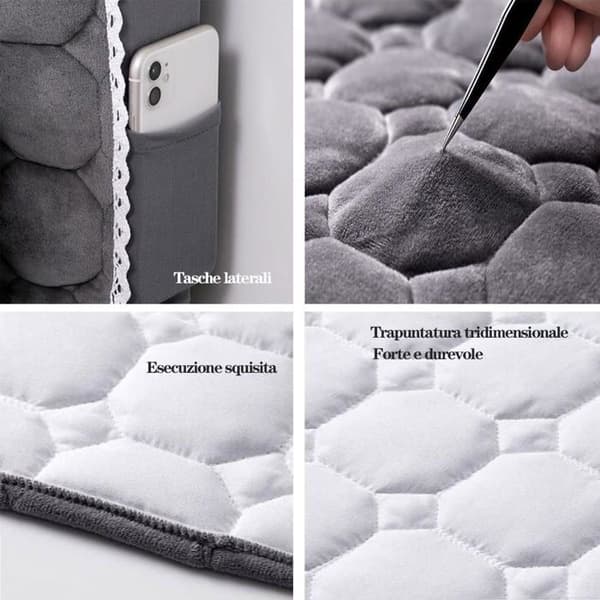 Sänggavelöverdrag - 160 cm - Högkvalitativ sammet - Elastisk - Telefonficka