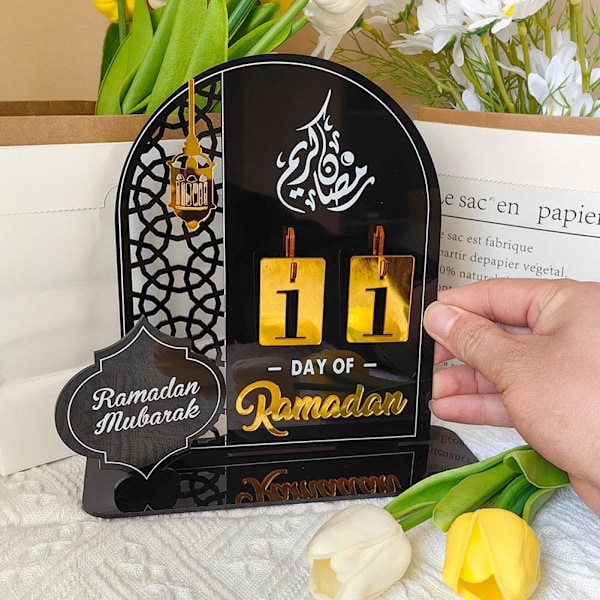 Ramadan Adventskalender Akryl 30 Dagar Ramadan Nedräkningskalender DIY Eid Mubarak Dekorationer Ramadan Fest Islam Muslimska Tillbehör-C