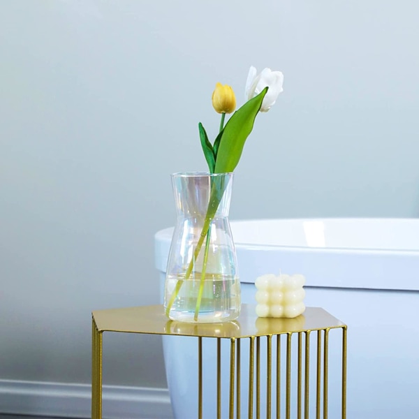 Kvalitetsglas Vas - Dekorativ Glas Vas - Rustik Heminredning för Modern Bondgård, Ideal Hylla, Bord & Entré Dekor, Patenterad Design, Blank