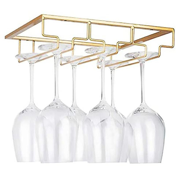 3 rækker vinglasstativ under skabet, stativ til vinglas, jern, vinorganiser til vinglas, ophæng til glas