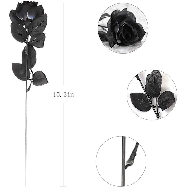 10 stk. Sorte Kunstige Silke Roser Blomster Falske Silke Rose Buketter til Bryllupsfest Sort (D-4) black