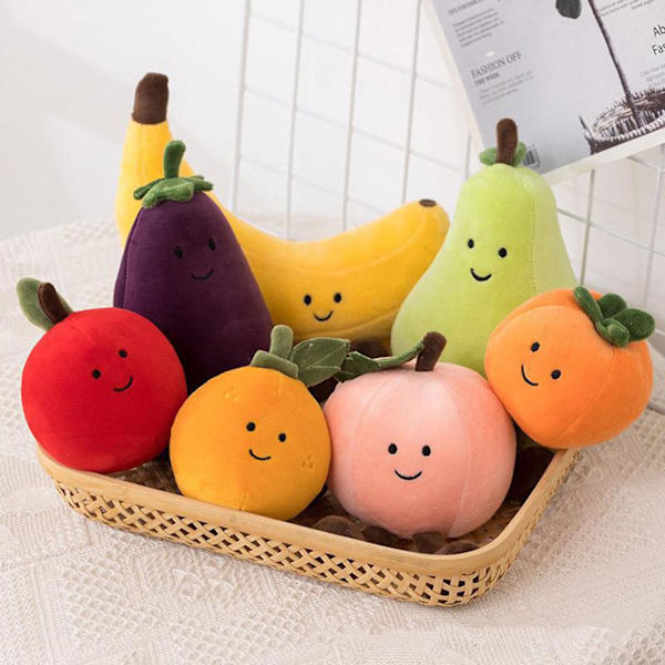 Frukt Plyschleksak Banan Persika Päron Aubergine Tecknad Docka Plysch Ornament Frukt Fylld Docka Fest Hem Bord Dekoration Gåvor Pear
