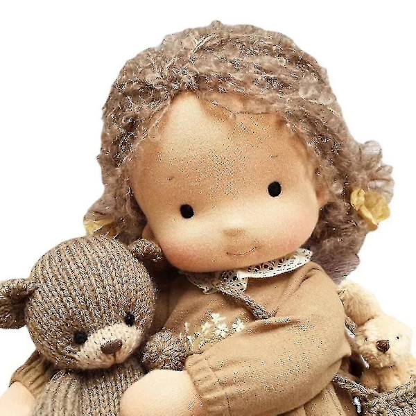 Mjuk docka Waldorf handgjord mjuk stoppad bomullsdocka flicka med gyllene lockigt hår bästa present till barn plyschtyg Kawaii dockleksaker-i A