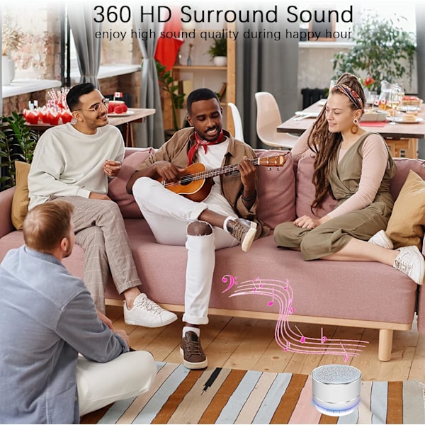 Bärbar Bluetooth-högtalare, trådlös högtalare med HD-ljudstöd TF-kort, mini bärbar högtalare för inomhus/utomhus, hem, grillning, strand och resor Silver