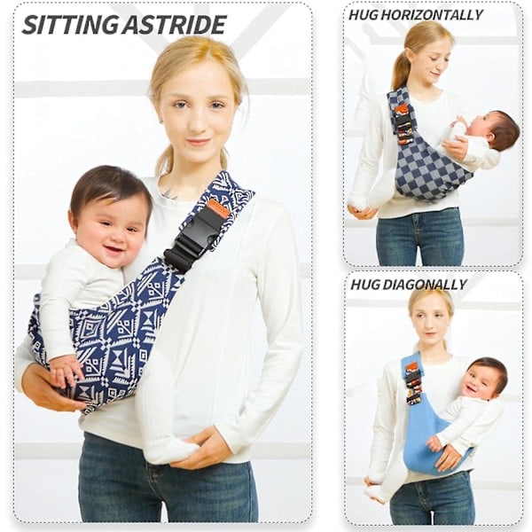 Wildride Toddler Carrier - 2024 Ny Baby Sling Carrier Nyfødt til Toddler, Justerbar Baby Carrier Sling, Bær 10-60 lbs (Black Sailboat) Square