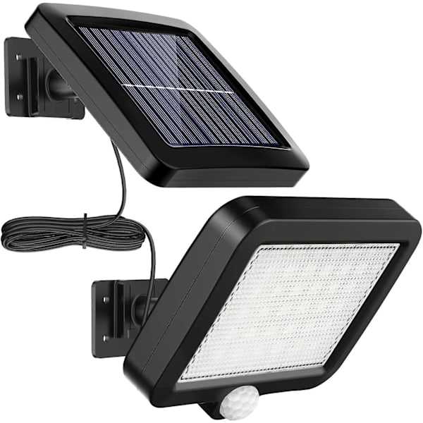 Solcellelamper til udendørs, 56 LED solcellelamper til udendørs med bevægelsessensor, IP65 vandtæt, 120 graders lysvinkel, solcelle væglampe til have med 5 m kabel