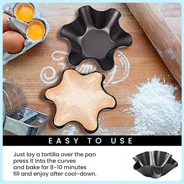 Petalformet Bageskål i Kulstofstål Non-stick Salatskål Til Tortillas, Kager 8 Petals