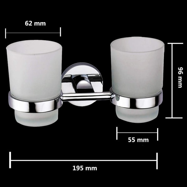Piece Zinc Alloy Tandbørsteholder Vask Glas Holder Dobbelt