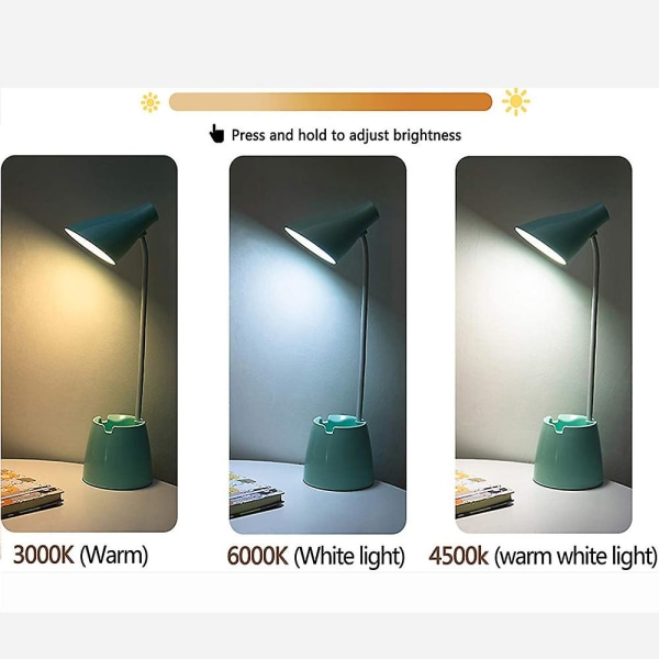 Skrivebordslampe for barn, dimbar LED-bordlampe med 3 fargetemperaturer