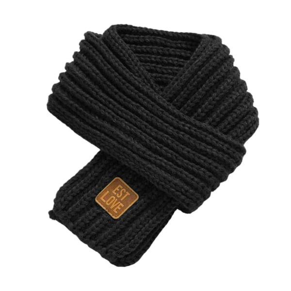 Barn Vinter Halsduk Tjock Enfärgad Stickad Mjuk Hög Elasticitet Håll Varm Pojkar Och Flickor Lätt Halsduk För Dagligt Bruk One Size Black