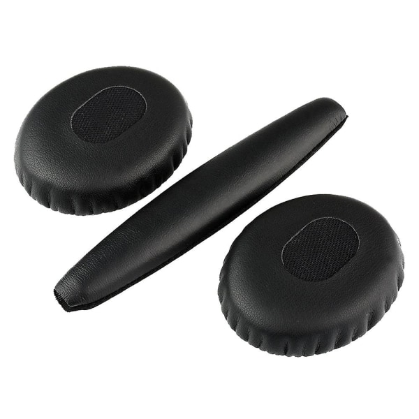Et par svarte øreputer med hodepute for Qc3 Quiet Comfort 3-hodetelefoner
