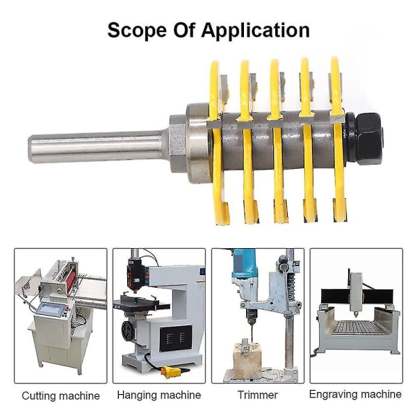 Pinoammattilainen pinoamistyökalu, 8 mm varsi 1/2\" syvyysleikkaustyökalu Säädettävät hampaat, 3 hammasta T-muotoinen puuntyöstötyökalu Hy