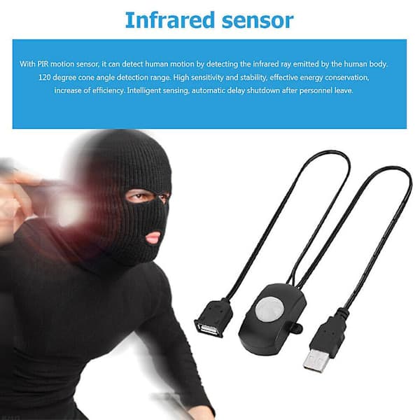 PIR bevægelsessensorafbryder 5-24v Kropsinfrarød detektorafbryder til LED-striplys Ft [dB} Sort Black