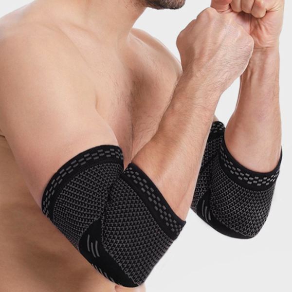 Armbågskompressionsskydd - Tennis- och golfarmbågsstöd - Armbågsskydd för män och kvinnor L code black
